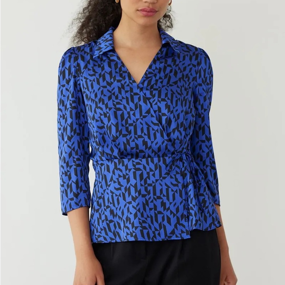 Reitmans 3/4 Sleeve Wrap Satin Blouse